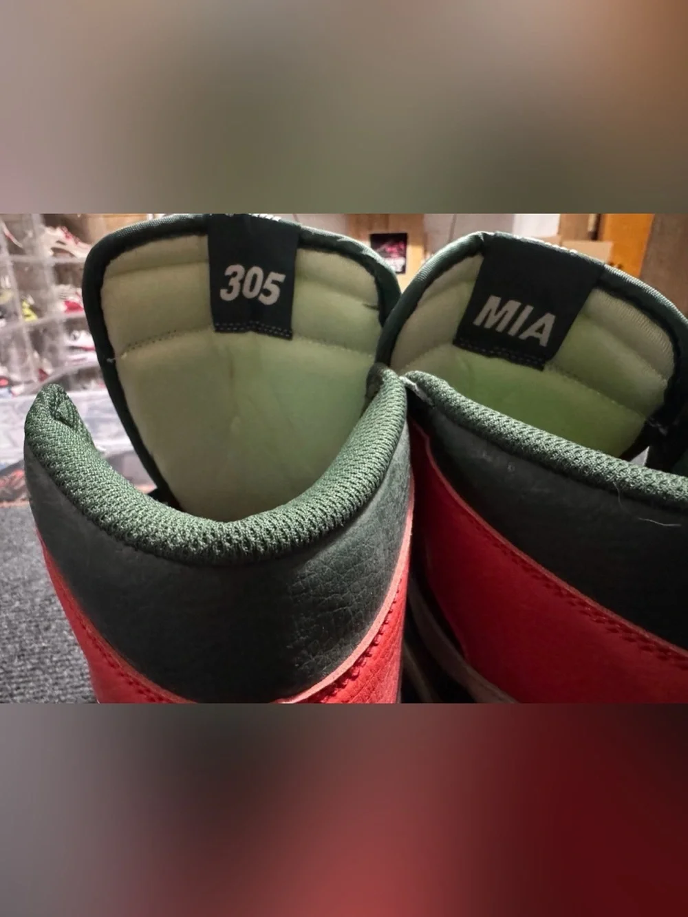 Jordan High-Top Sneakers in Green, Red & White